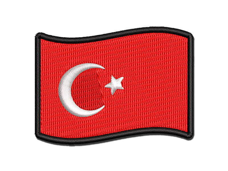 Turkey with Waving Flag Cute Multi-Color Embroidered Iron-On or Hook & Loop Patch Applique