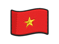 Vietnam with Waving Flag Cute Multi-Color Embroidered Iron-On or Hook & Loop Patch Applique