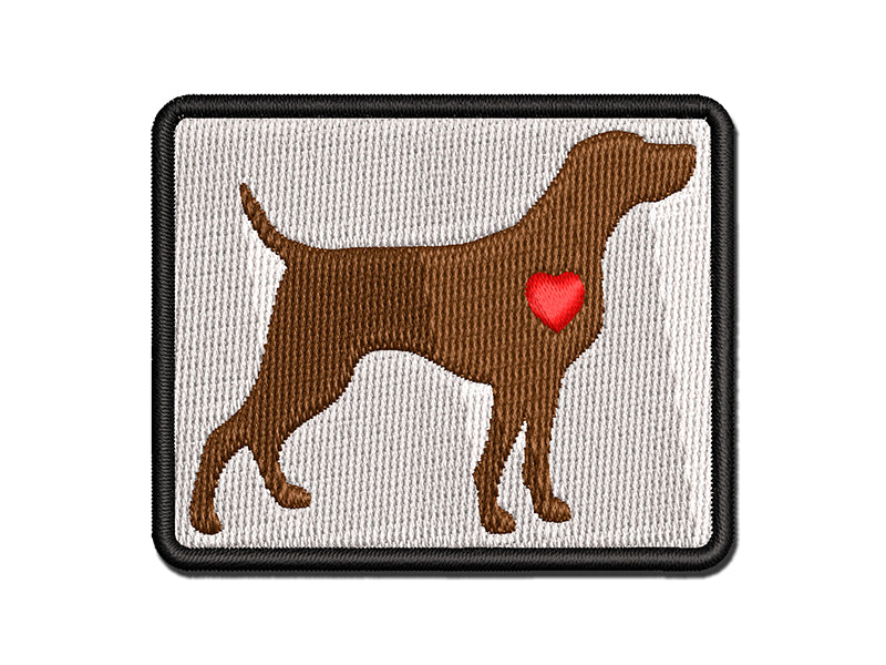 Weimaraner Dog with Heart Multi-Color Embroidered Iron-On or Hook & Loop Patch Applique