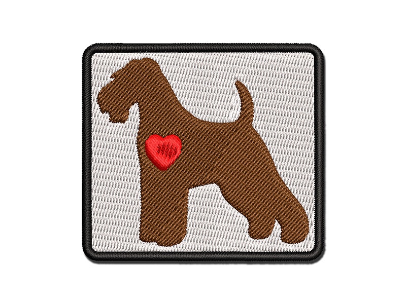 Welsh Terrier Dog with Heart Multi-Color Embroidered Iron-On or Hook & Loop Patch Applique