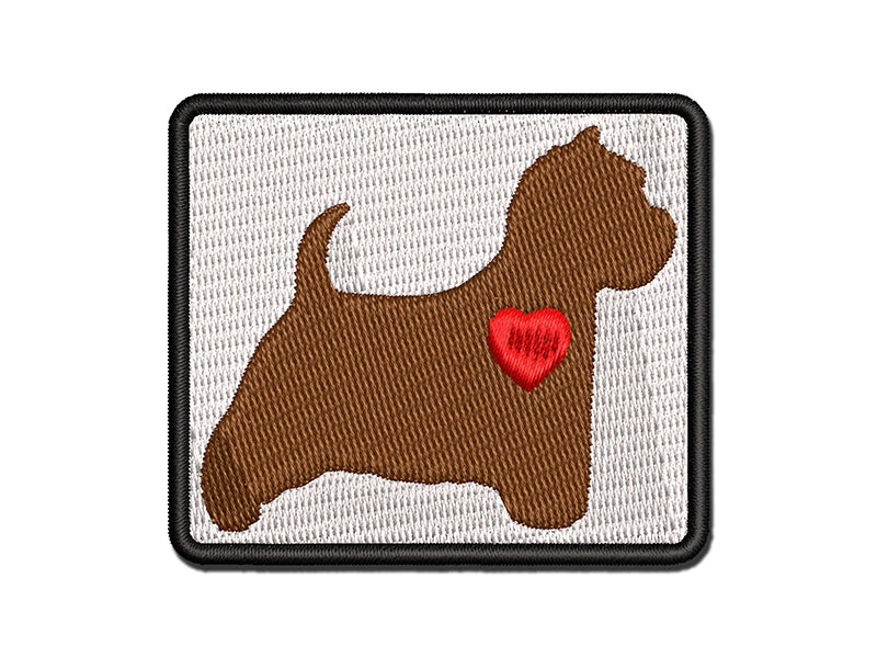 Westie West Highland White Terrier Dog with Heart Multi-Color Embroidered Iron-On or Hook & Loop Patch Applique