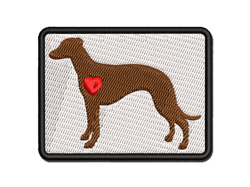 Whippet Dog with Heart Multi-Color Embroidered Iron-On or Hook & Loop Patch Applique