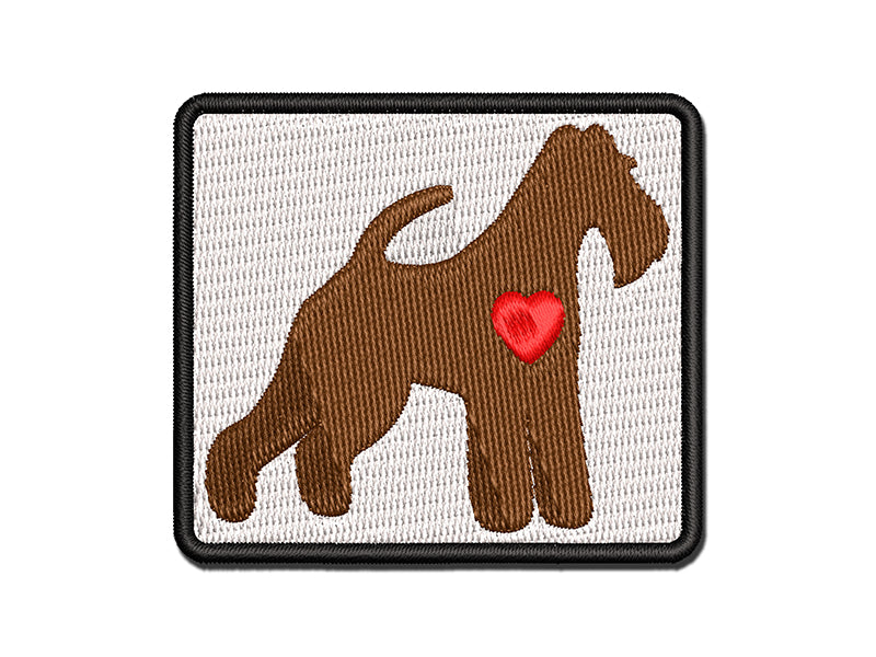 Wire Hair Fox Terrier Dog with Heart Multi-Color Embroidered Iron-On or Hook & Loop Patch Applique