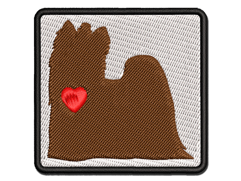 Yorkie Yorkshire Terrier Dog with Heart Multi-Color Embroidered Iron-On or Hook & Loop Patch Applique