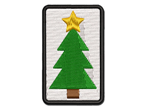 Christmas Tree with Star Solid Multi-Color Embroidered Iron-On or Hook & Loop Patch Applique