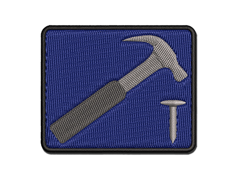 Hammer and Nail Construction Multi-Color Embroidered Iron-On or Hook & Loop Patch Applique