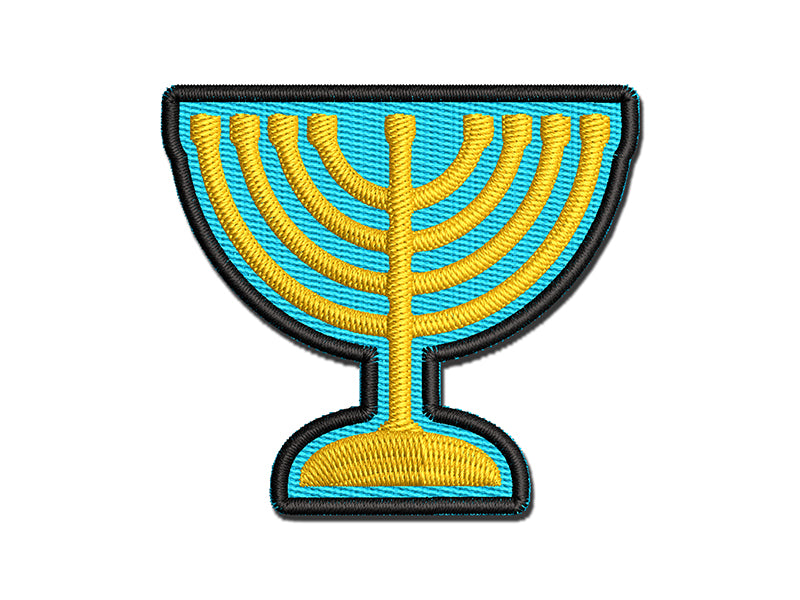 Menorah Hanukkah Multi-Color Embroidered Iron-On or Hook & Loop Patch Applique