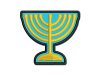 Menorah Hanukkah Multi-Color Embroidered Iron-On or Hook & Loop Patch Applique