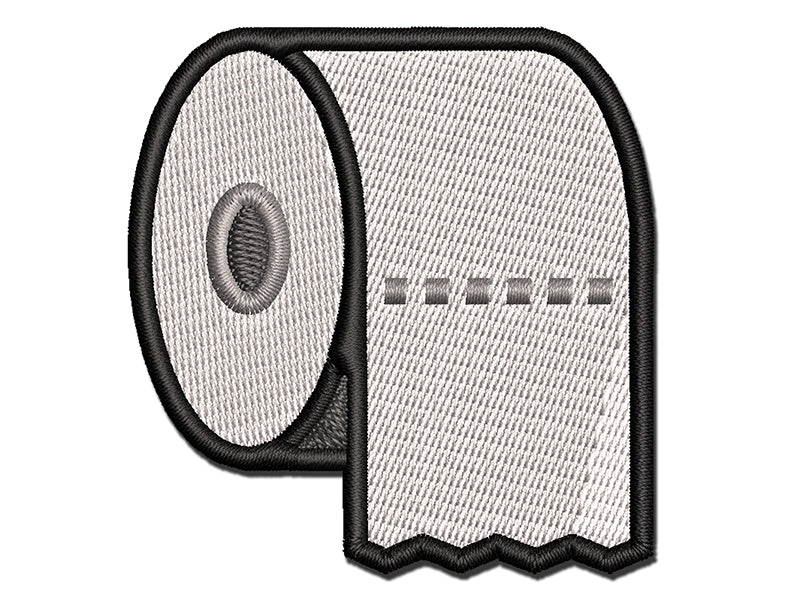 Toilet Paper Roll Icon Multi-Color Embroidered Iron-On or Hook & Loop Patch Applique