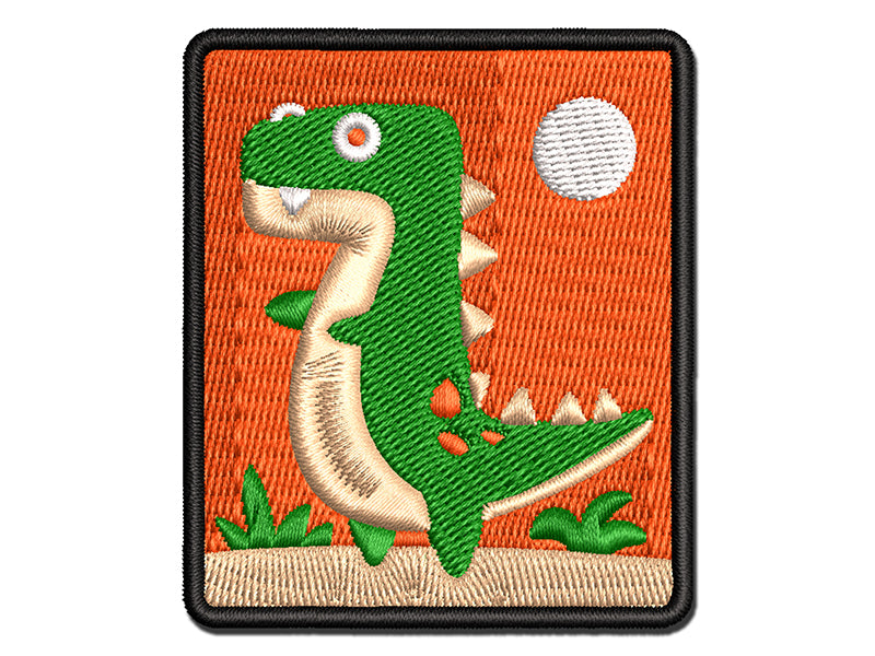 Tyrannosaurus Rex Dinosaur Doodle Multi-Color Embroidered Iron-On or Hook & Loop Patch Applique
