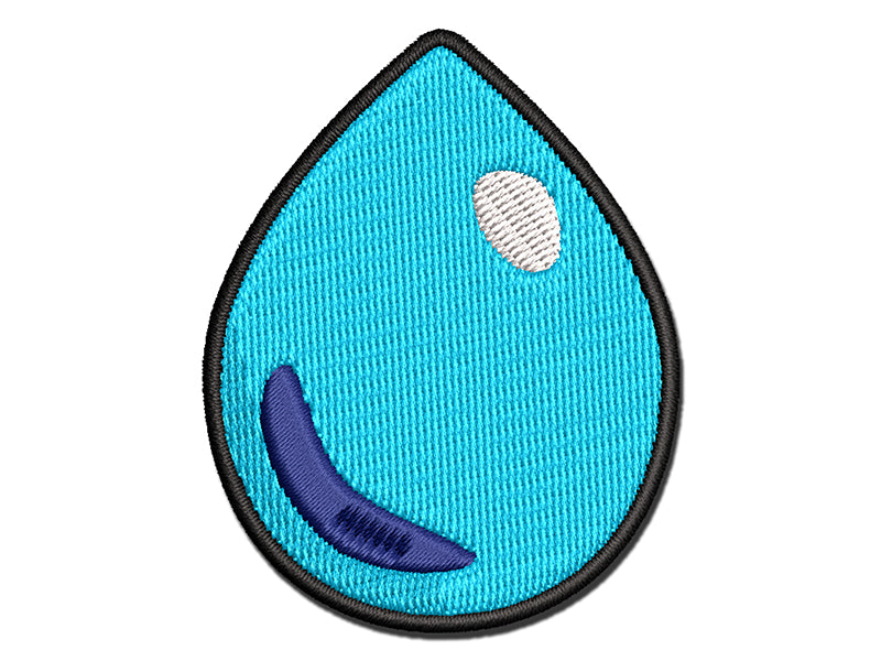 Water Drop Icon Outline Multi-Color Embroidered Iron-On or Hook & Loop Patch Applique