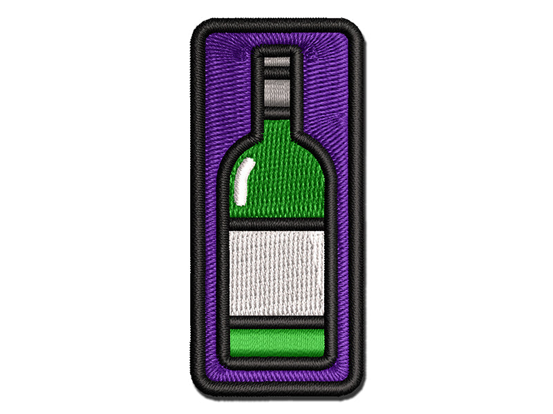 Wine Bottle Icon Multi-Color Embroidered Iron-On or Hook & Loop Patch Applique