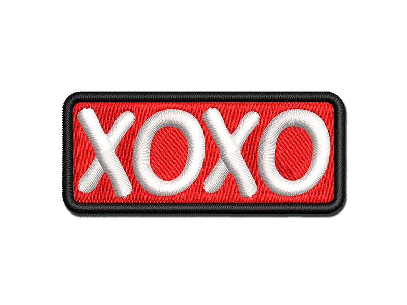 XOXO Hugs Kisses Love Fun Text Multi-Color Embroidered Iron-On or Hook & Loop Patch Applique