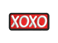 XOXO Hugs Kisses Love Fun Text Multi-Color Embroidered Iron-On or Hook & Loop Patch Applique