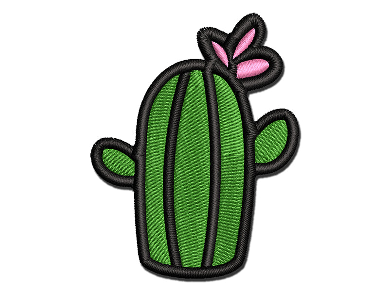 Cactus Succulent with Flower Doodle Multi-Color Embroidered Iron-On or Hook & Loop Patch Applique