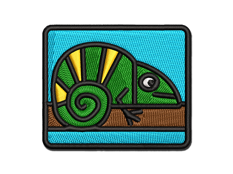 Chameleon Lizard Doodle Multi-Color Embroidered Iron-On or Hook & Loop Patch Applique