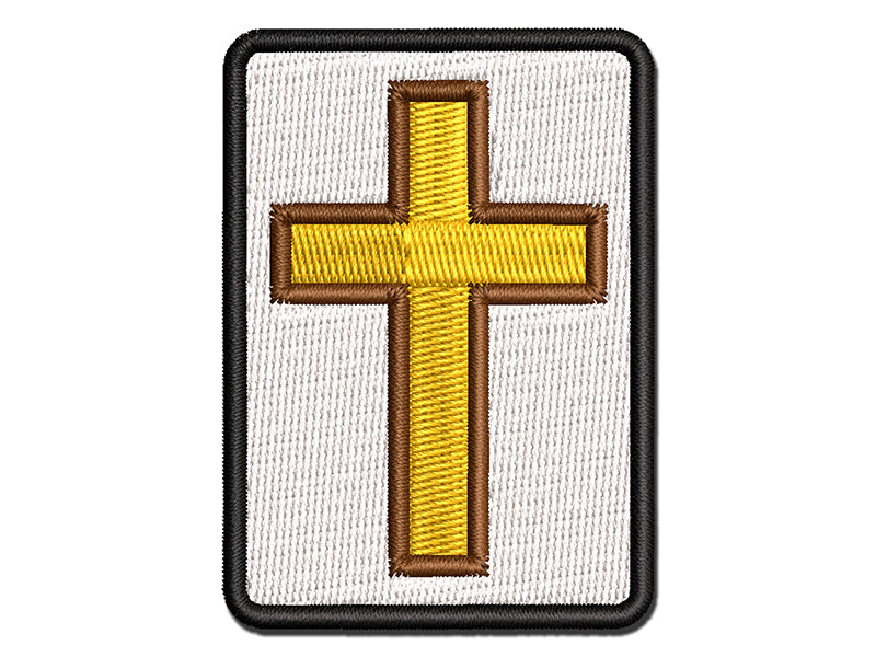 Cross Christian Church Religion Outline Multi-Color Embroidered Iron-On or Hook & Loop Patch Applique