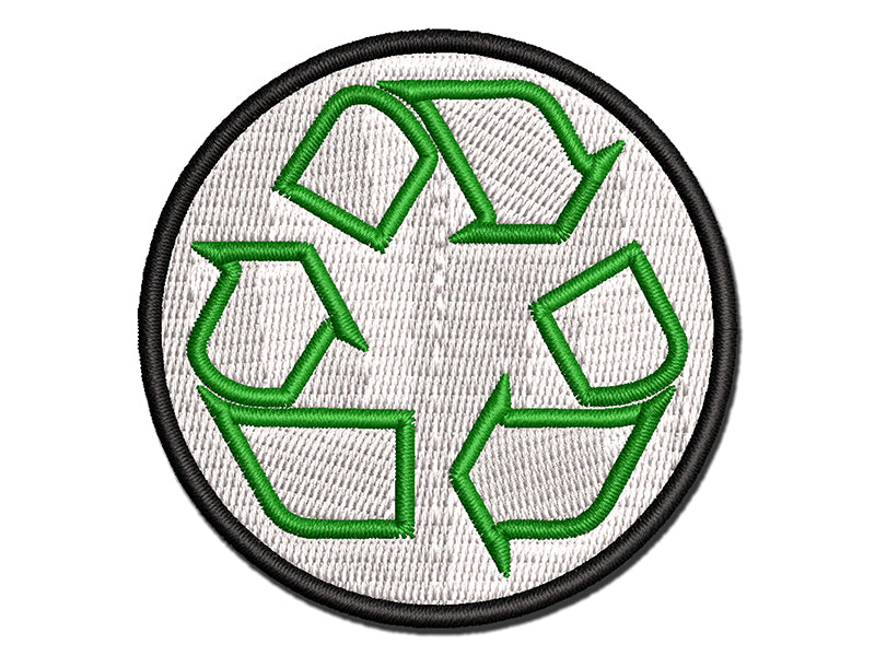 Recycle Symbol Outline Multi-Color Embroidered Iron-On or Hook & Loop Patch Applique