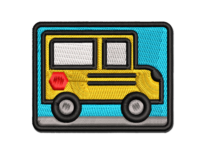 School Bus Icon Multi-Color Embroidered Iron-On or Hook & Loop Patch Applique