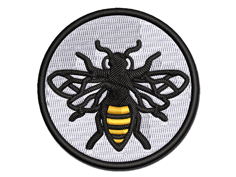 Bee Drawing Multi-Color Embroidered Iron-On or Hook & Loop Patch Applique