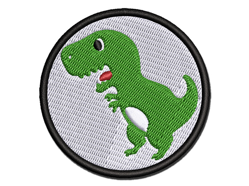 Cute Tyrannosaurus Rex Dinosaur Multi-Color Embroidered Iron-On or Hook & Loop Patch Applique