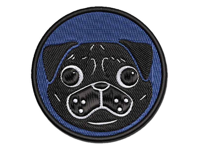 Pug Face Multi-Color Embroidered Iron-On or Hook & Loop Patch Applique