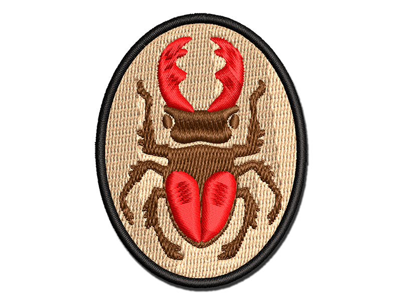 Stag Beetle Multi-Color Embroidered Iron-On or Hook & Loop Patch Applique