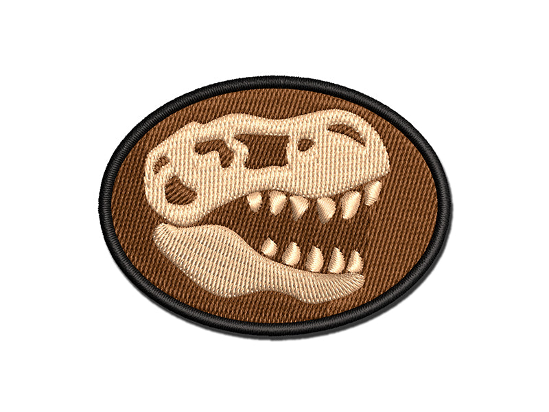 Tyrannosaurus Rex Skull Fossil Multi-Color Embroidered Iron-On or Hook & Loop Patch Applique