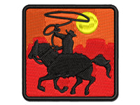 Cowboy on Horseback With Lasso Multi-Color Embroidered Iron-On or Hook & Loop Patch Applique