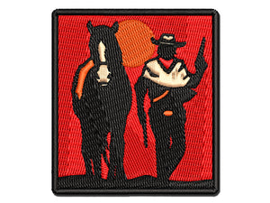 Cowboy with Guns and Horse Multi-Color Embroidered Iron-On or Hook & Loop Patch Applique