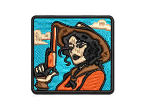 Cowgirl with Gun Multi-Color Embroidered Iron-On or Hook & Loop Patch Applique