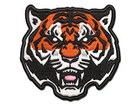 Fierce Tiger Face Multi-Color Embroidered Iron-On or Hook & Loop Patch Applique
