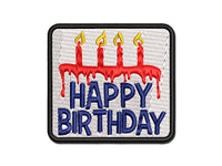 Happy Birthday Cake with Candles Multi-Color Embroidered Iron-On or Hook & Loop Patch Applique