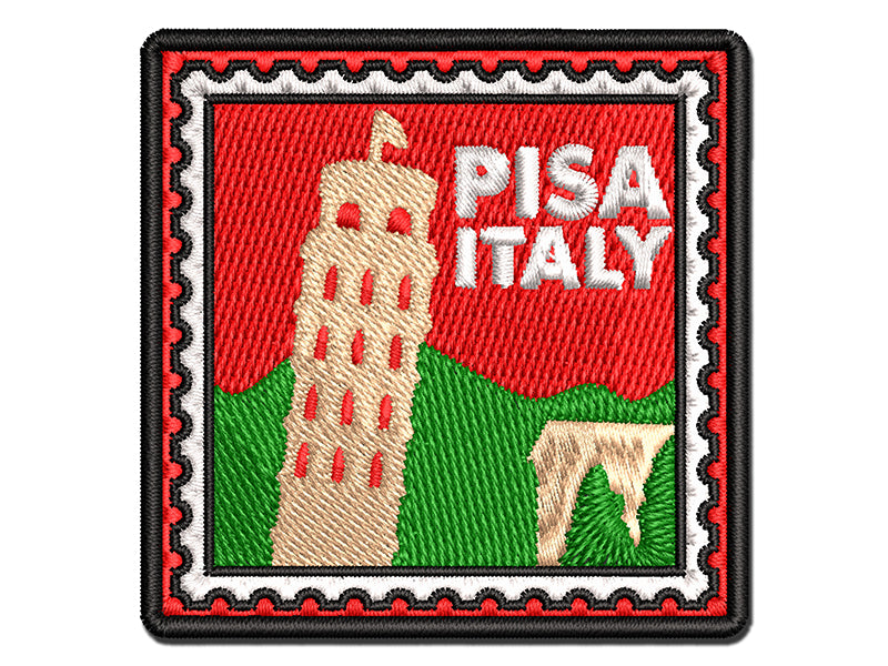 Leaning Tower of Pisa Italy Destination Travel Multi-Color Embroidered Iron-On or Hook & Loop Patch Applique