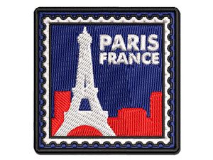 Paris France Eiffel Tower Destination Travel Multi-Color Embroidered Iron-On or Hook & Loop Patch Applique