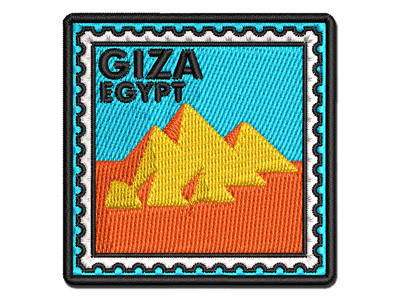 Pyramids of Giza Egypt Destination Travel Multi-Color Embroidered Iron-On or Hook & Loop Patch Applique