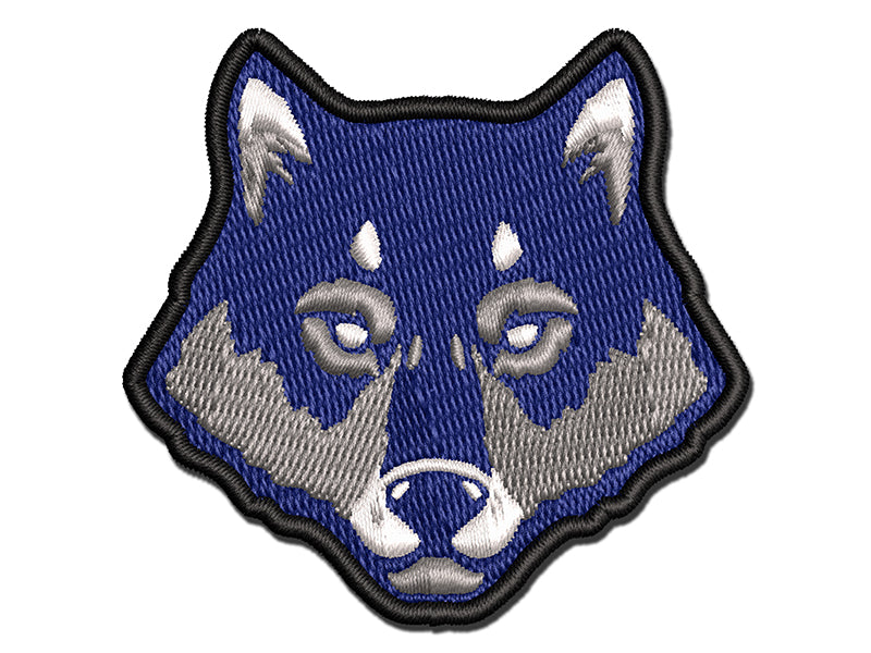 Realistic Wolf Head Multi-Color Embroidered Iron-On or Hook & Loop Patch Applique