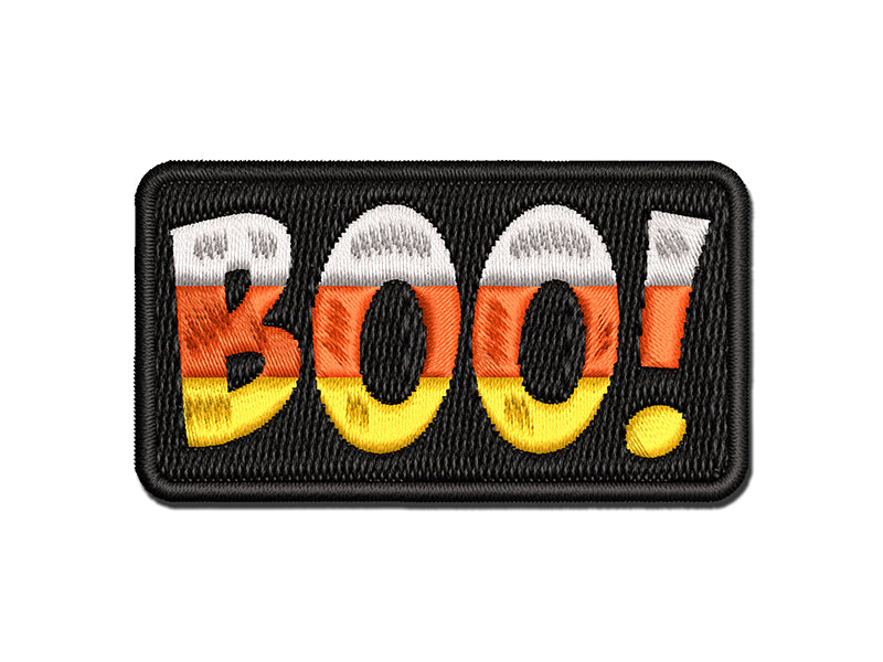 Boo Halloween Fun Text Multi-Color Embroidered Iron-On or Hook & Loop Patch Applique