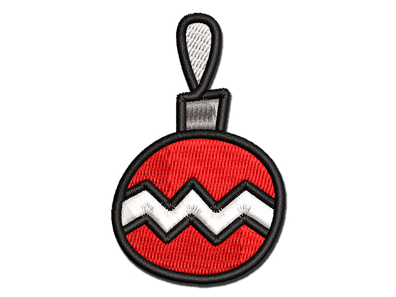 Christmas Xmas Ornament Zig Zag Doodle Multi-Color Embroidered Iron-On or Hook & Loop Patch Applique