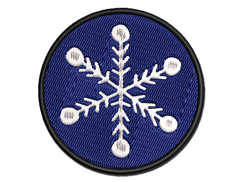 Snowflake Doodle Winter Multi-Color Embroidered Iron-On or Hook & Loop Patch Applique