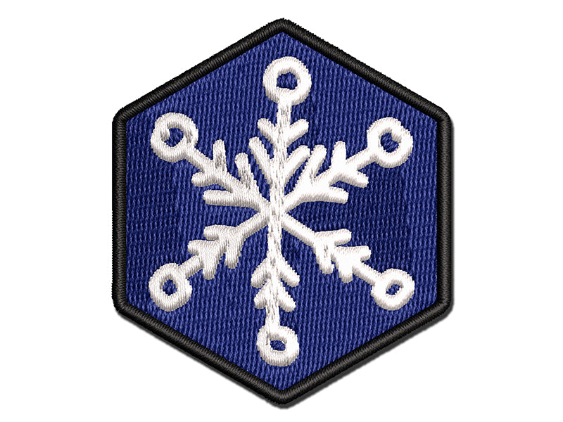 Snowflake Sketch Winter Multi-Color Embroidered Iron-On or Hook & Loop Patch Applique