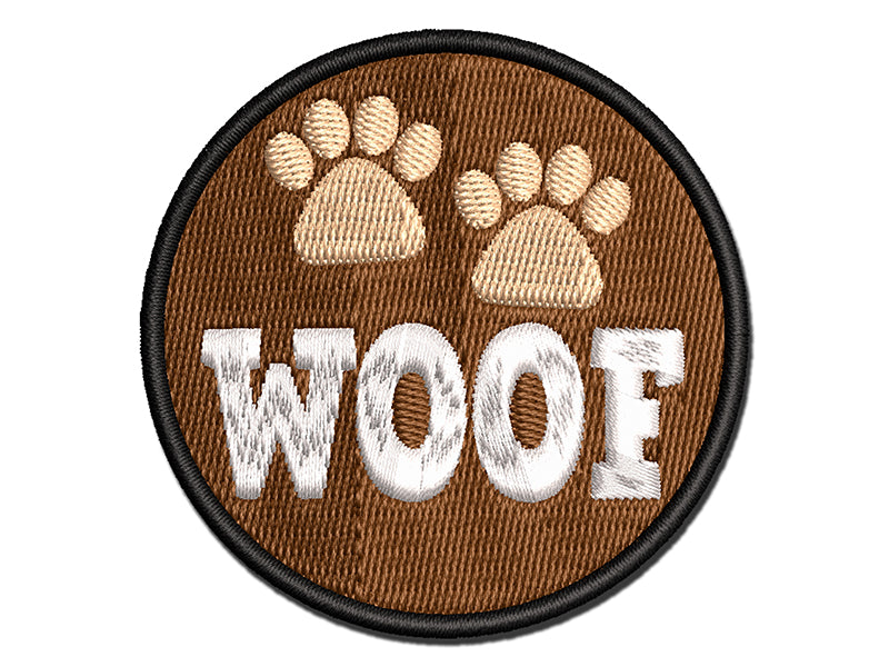 Woof Dog Paw Prints Fun Text Multi-Color Embroidered Iron-On or Hook & Loop Patch Applique