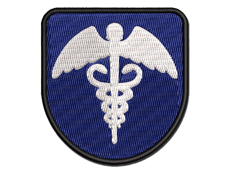 Caduceus Health Medical Symbol Multi-Color Embroidered Iron-On or Hook & Loop Patch Applique