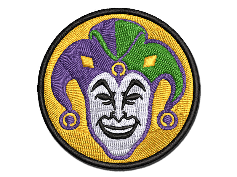 Court Jester Joker Harlequin Multi-Color Embroidered Iron-On or Hook & Loop Patch Applique