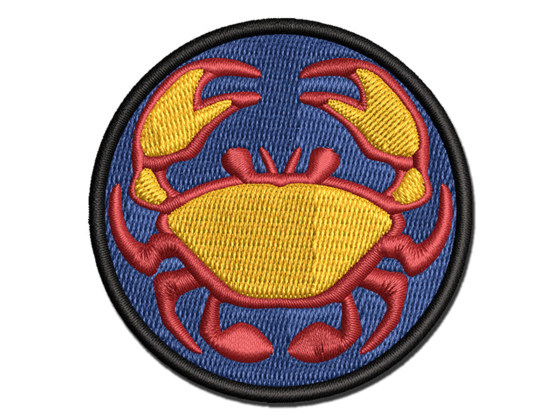 Crab Icon Multi-Color Embroidered Iron-On or Hook & Loop Patch Applique