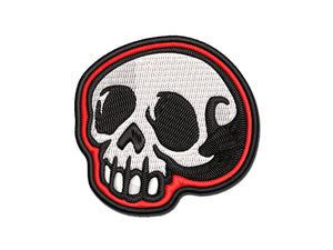 Creepy Skull Halloween Multi-Color Embroidered Iron-On or Hook & Loop Patch Applique