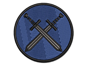 Crossed Swords Battle Icon Multi-Color Embroidered Iron-On or Hook & Loop Patch Applique