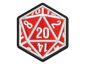 Critical Hit - D20 20 Sided Gaming Gamer Dice Role Multi-Color Embroidered Iron-On or Hook & Loop Patch Applique