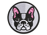 French Bulldog Face Multi-Color Embroidered Iron-On or Hook & Loop Patch Applique