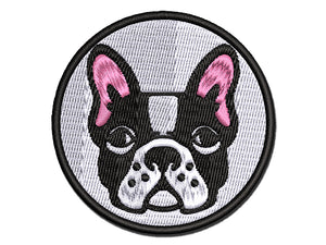 French Bulldog Face Multi-Color Embroidered Iron-On or Hook & Loop Patch Applique